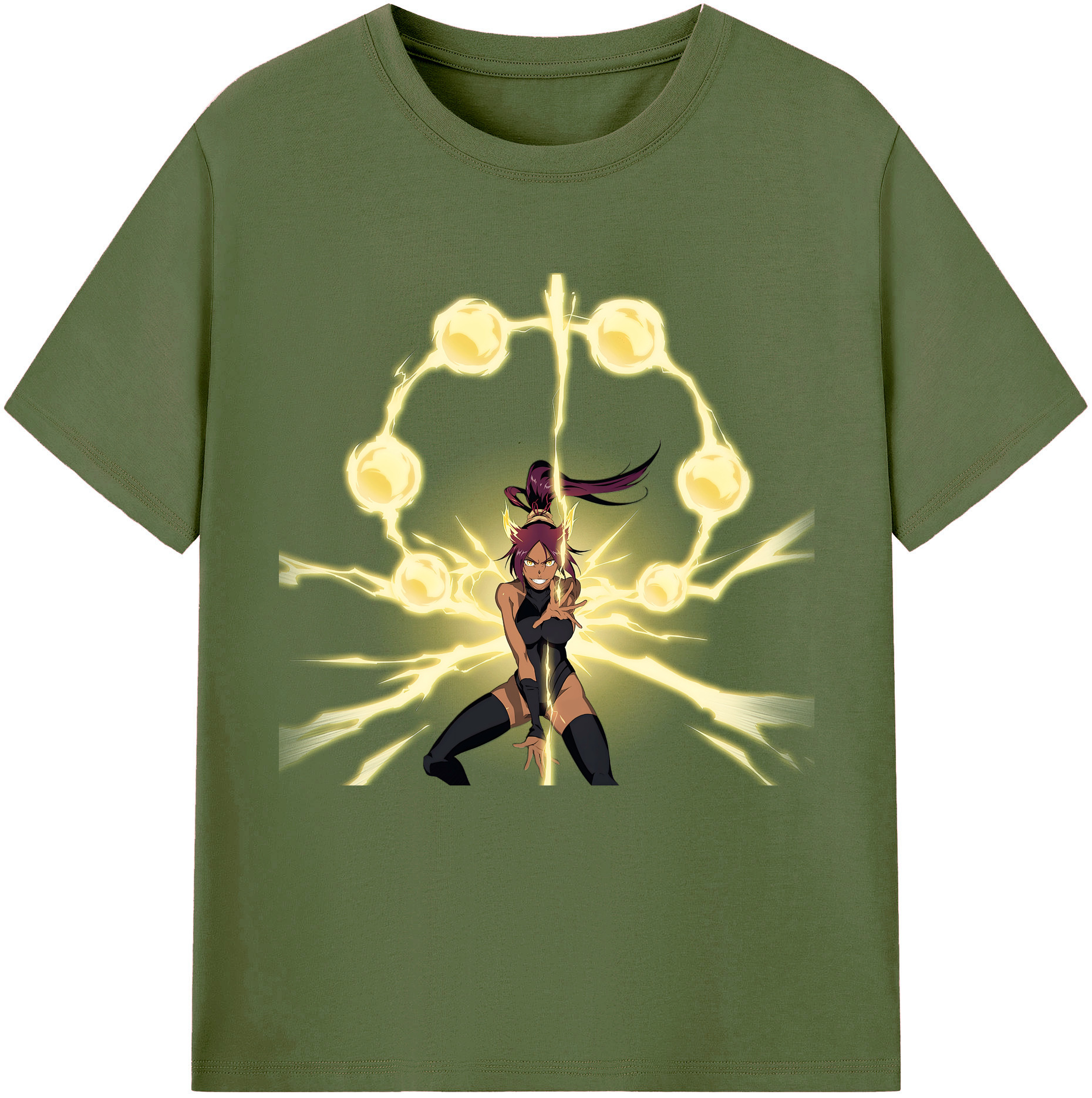（画像用） ブリーチ 四楓院 夜一（しほういん よるいち） BLEACH Shihouin Yoruichi 綿100％半袖Tシャツ（フロントプリント）